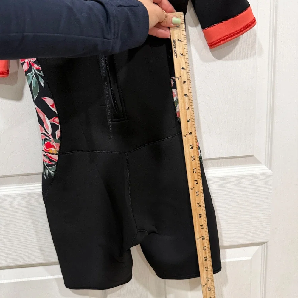 Roxy Girls Syncro 2:2 Short Sleeve Wetsuit Black Floral Coral Size 14G
